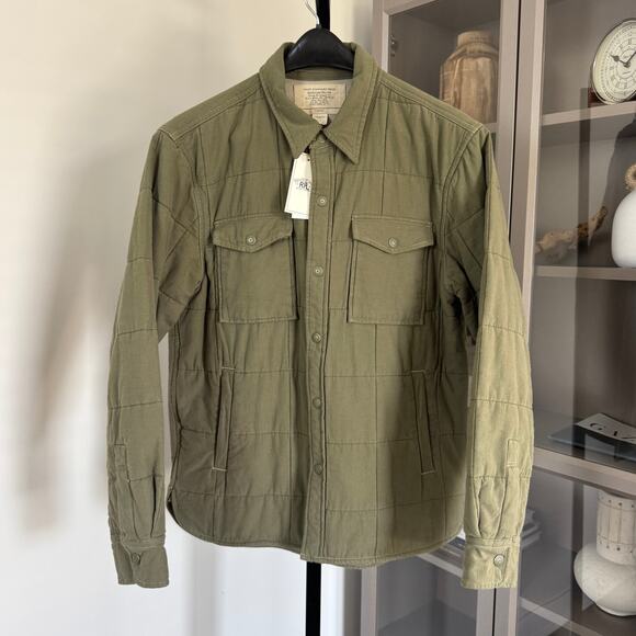 RRL Ralph Lauren Mountaineer Quilted Olive Drab Shirt Jacket M NEW Sanforized - Picture 2 of 7